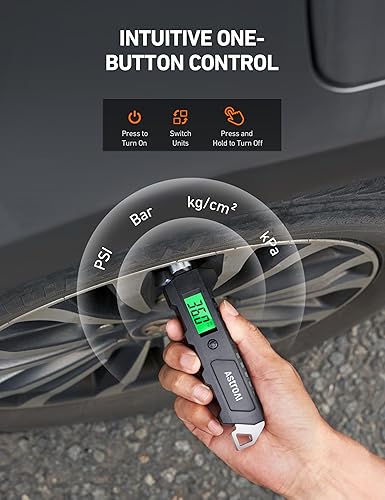 Miniatura 3 de AstroAI Medidor digital de presión de neumáticos, 230 PSI 4 ajustes resistente para bicicleta de coche con linterna LCD retroiluminada más grande y