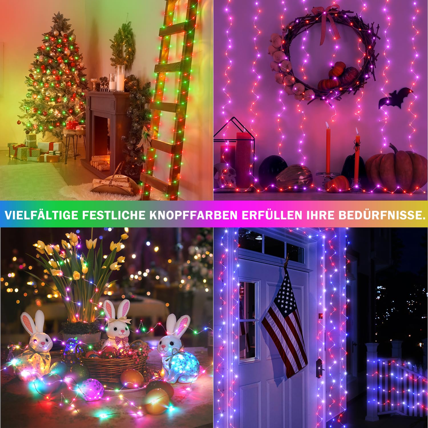 StarryEver 30M 300 LED Lichterkette Strombetriebene, Bunt Lichterkette mit Stecker Fernbedienung Timer Dimmbar 150 Modi, für Außen & Innen Zimmer Weihnachten Party DIY Deko