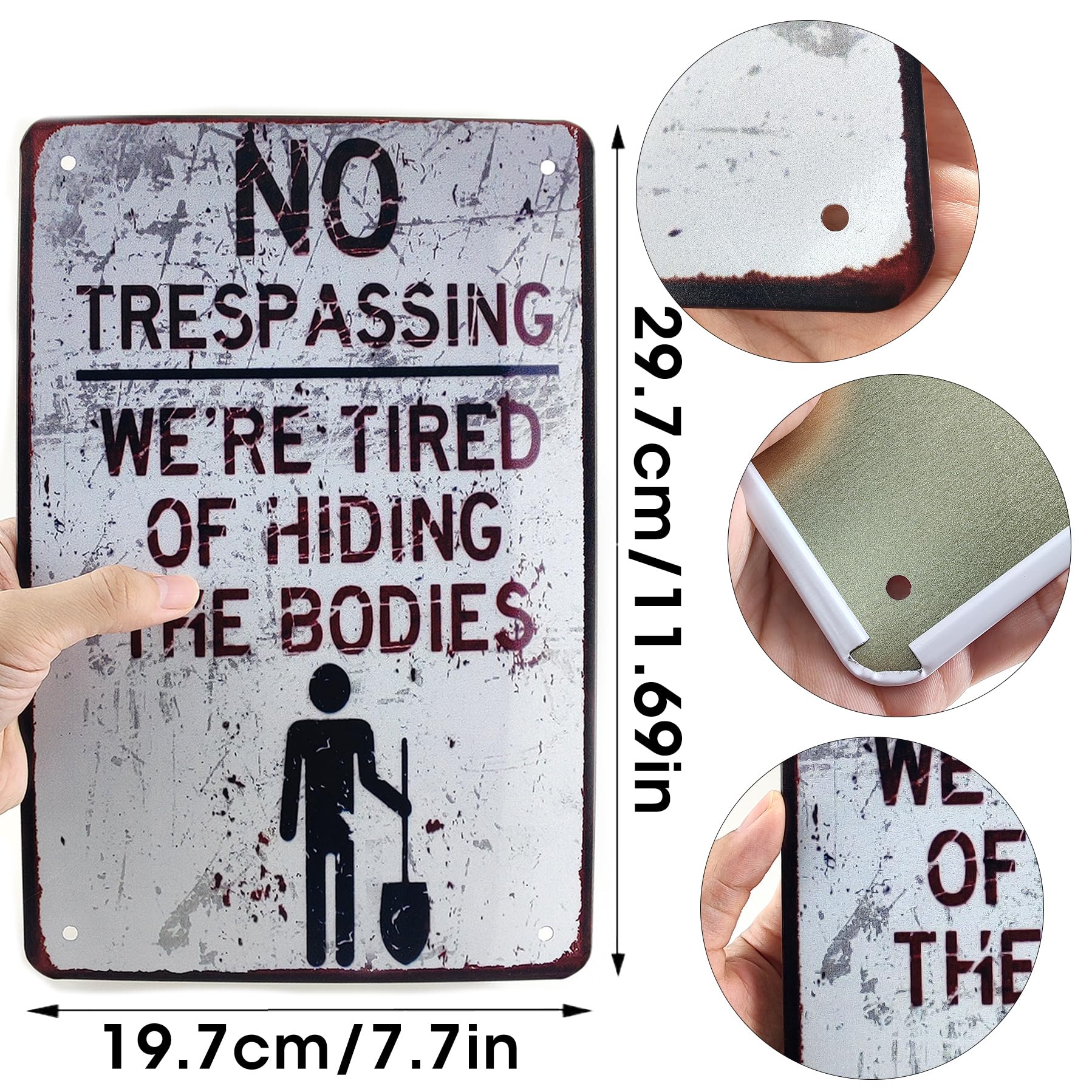 Halloween-Schild „No Trespassing“ – Gruselige Outdoor-Deko Aus Aluminium, Wetterfest & Reflektierend