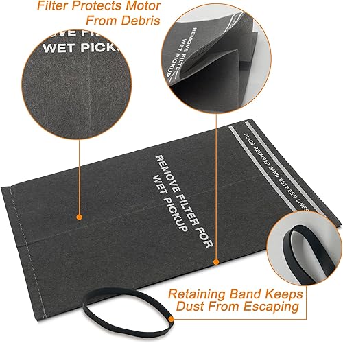 Miniatura 4 de Paquete de 12 bolsas de filtro de tela para polvo 9-38737, bolsas de vacío en seco y húmedo para Craftsman de 2 a 2.5 galones y aspiradora de cubo