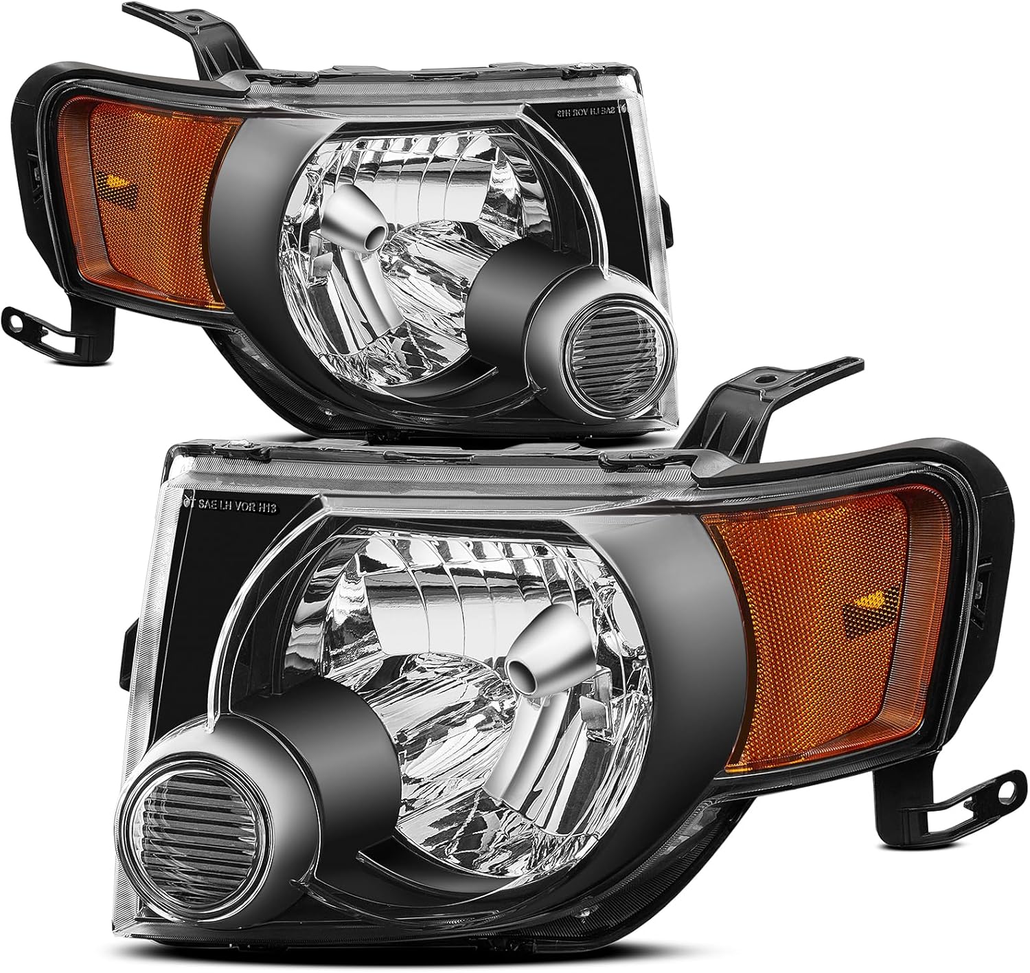 Headlights Assembly Compatible With 2008 2009 2010 2011 2012 Ford Escape XLS XLT Limited Hybrid Chrome Headlamp Replacement Driver & Passenger Side