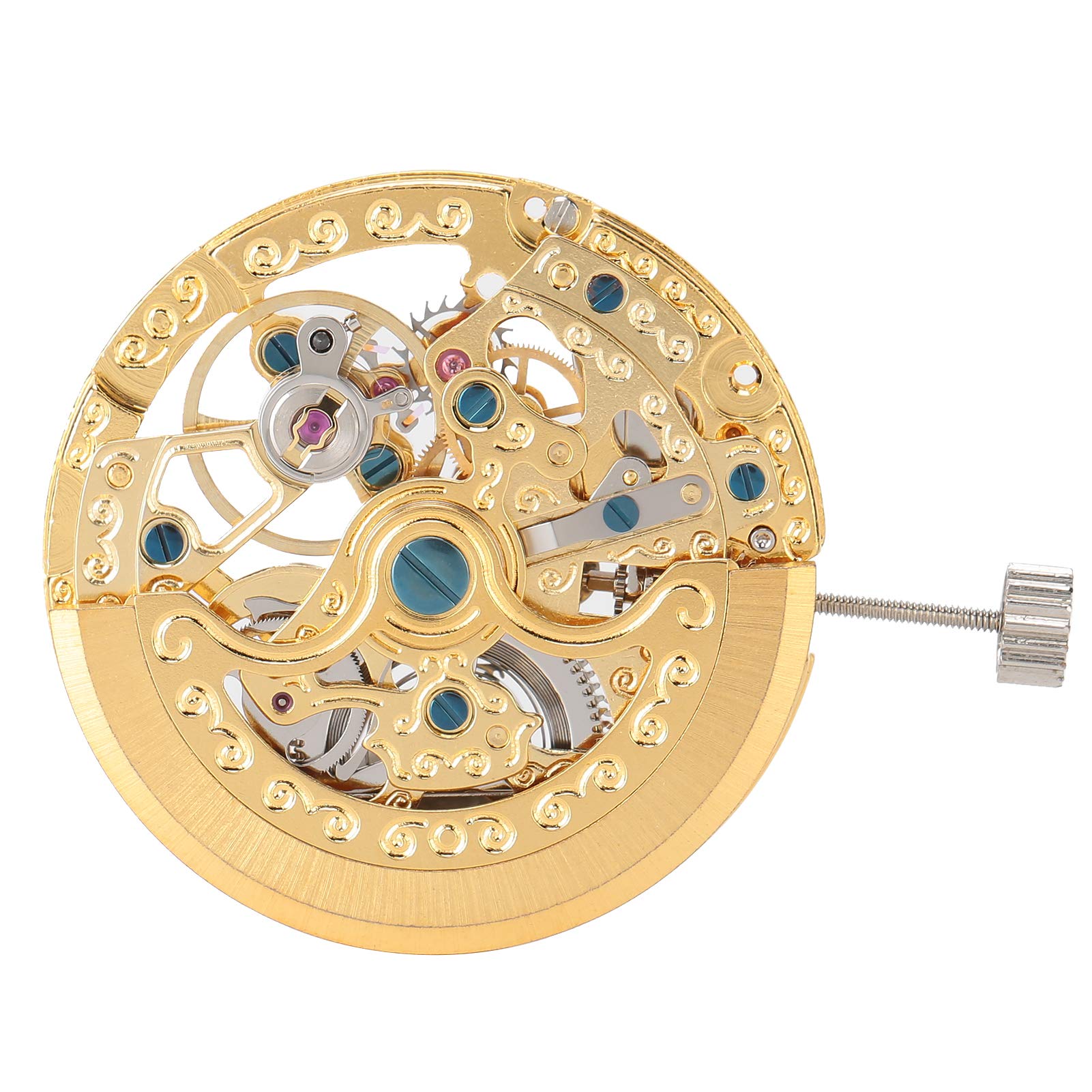 Movimento per orologio Gold Hollow 2807, ricambio di movimento meccanico per orologio, movimento in metallo e plastica dal design cavo con scatola di protezione, per professionisti