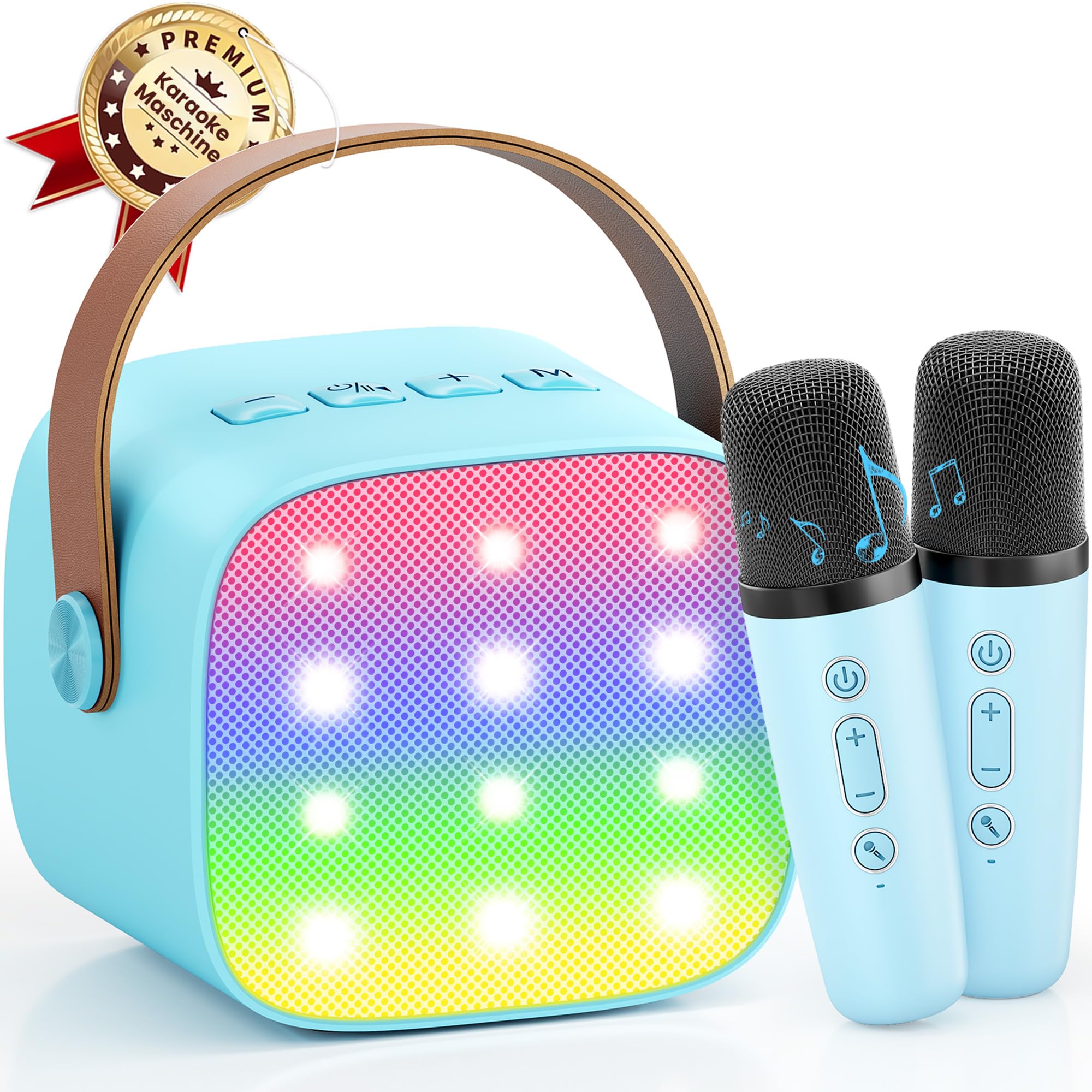 Karaoke Maschine mit 2 Karaoke Mikrofonen Geschenk Mädchen: [Premiumversion] Mini Karaoke Maschine Kinder mit Mikrofon Kindertag Geschenk Spielzeug 3-12 Jahre - Geburtstagsgeschenk MusikLautsprecher