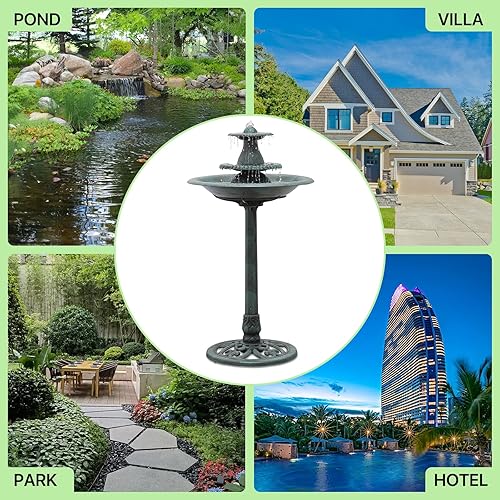 Miniatura 7 de Magshion Fuente de agua para exteriores de 3 niveles de 37 pulgadas y baño para pájaros con bomba eléctrica, función de agua en cascada de pedestal