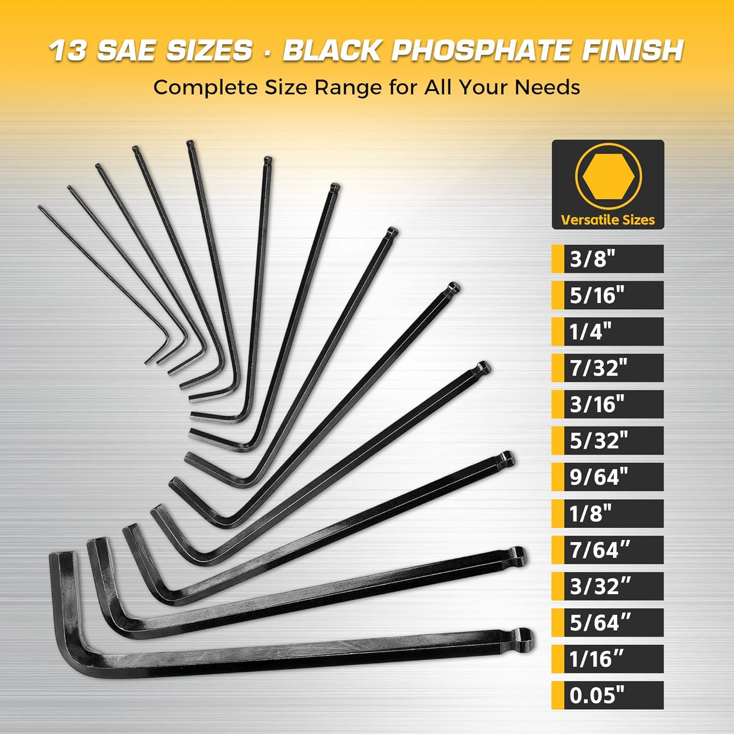 KOOPOOL Hex Key Set, 27PCS Metric & SAE Ball End Allen Wrenches, Long Arm Hex Key Set with Torque Handle, CR-V Steel, and Waterproof Storage Pouch