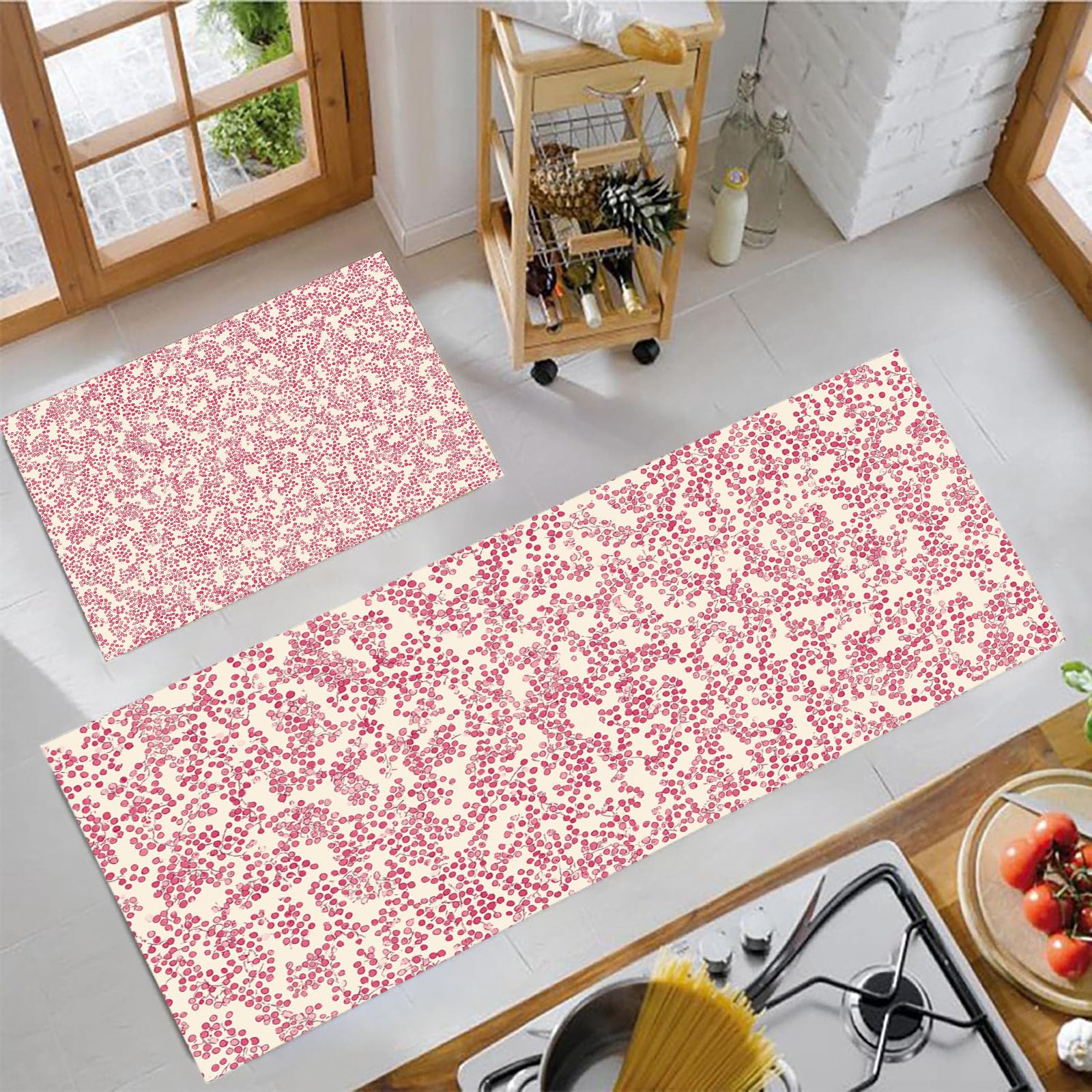 Tapis de cuisine antidérapants poudres blush 44x75 44x120cm