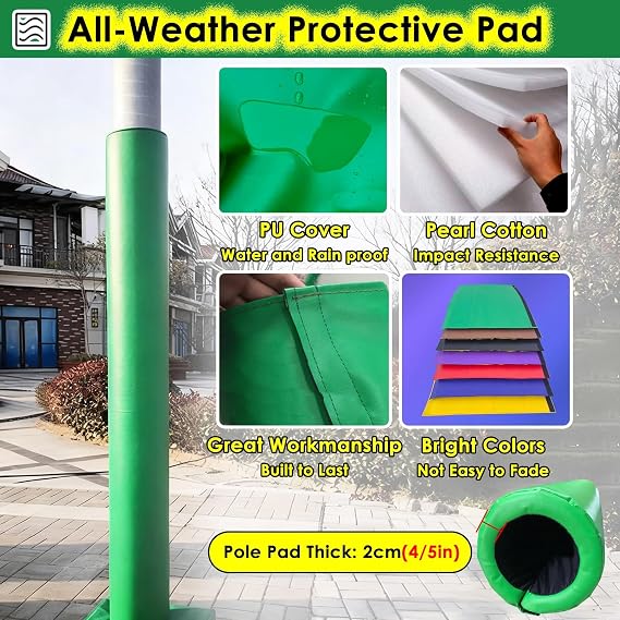 LZMZMQ Cushion Protection Pads for Columns, Street/Sidewalk Metal Power Pole Wrap Padding, Parking Lot Support Pole Pads, Green Basketball Goal Pole Mat Around