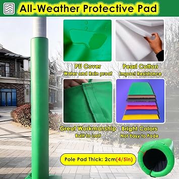 LZMZMQ Cushion Protection Pads for Columns, Street/Sidewalk Metal Power Pole Wrap Padding, Parking Lot Support Pole Pads, Green Basketball Goal Pole Mat Around