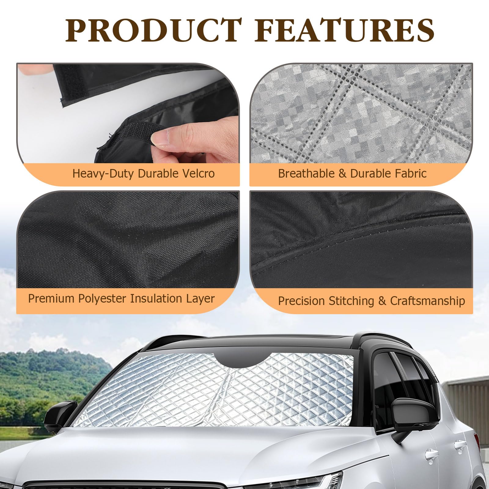 Parasol para parabrisas de coche compatible con Volvo XC40 2018-2025, parabrisas delantero plegable grueso interior para parabrisas de coche, parasol delantero para protección UV y protección contra