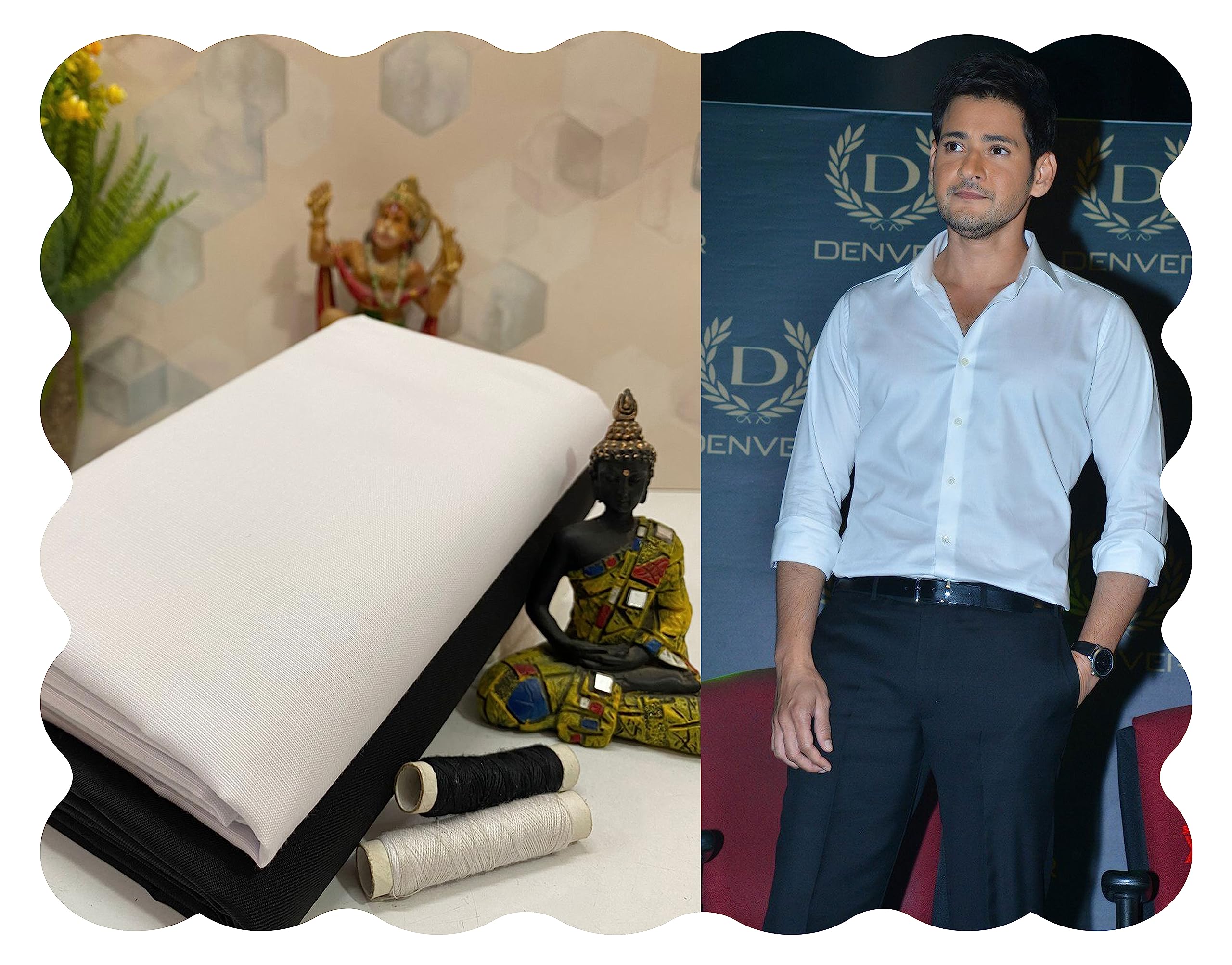 VANRAJ CREATION Makers Men's Combo of Unstitched Cotton Shirt and Trouser Fabric Set For Formal Wear - 01