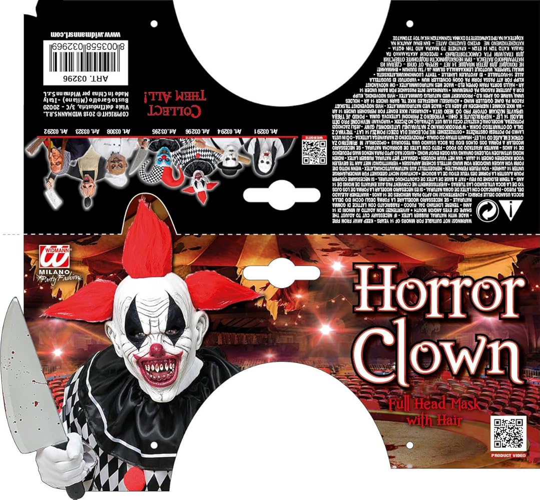 Amazon.com: Horror Clown Full Head Mask W/hair : Toys & Games