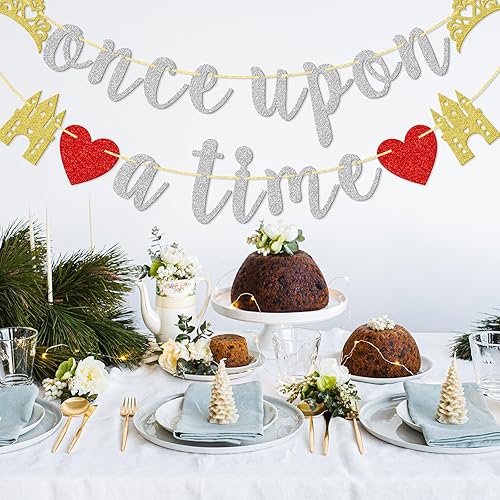 Miniatura 8 de Qttier Once Upon A Time - Cartel con purpurina, cartel premontado para despedida de soltera, compromiso, suministros de decoración de fiesta de boda