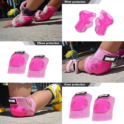 Miniatura 72 de Rodilleras para niños/jóvenes, coderas, muñequeras 3 en 1, juego de protección, para patines de 3 a 15 años, ciclismo, patinaje en línea, monopatín