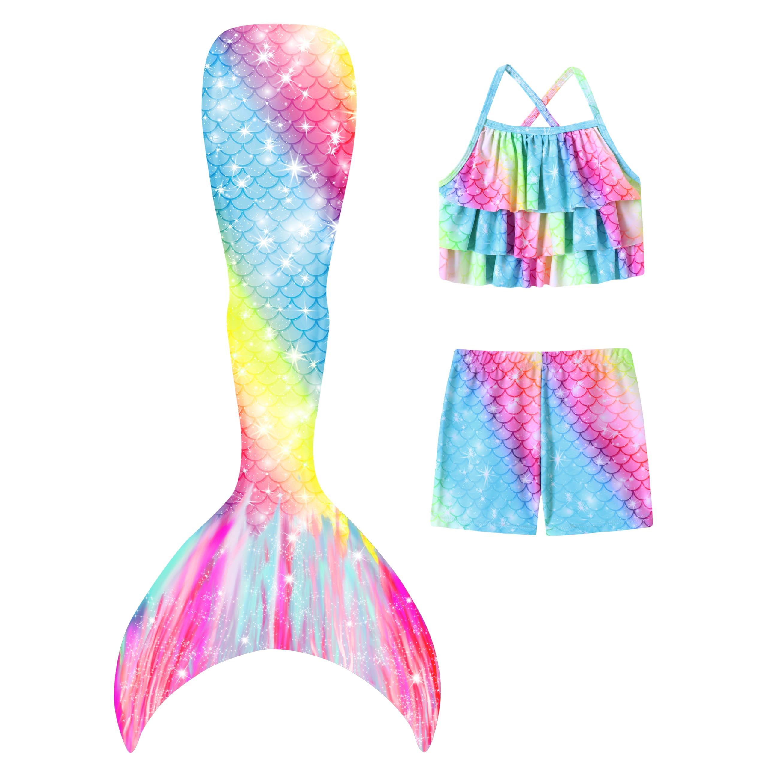 Costume da Bagno per Bambine Grazioso Tankini con Volant e Slip a Coda di Pesce Costume da Bagno da Spiaggia per Bambini 4-10 Anni