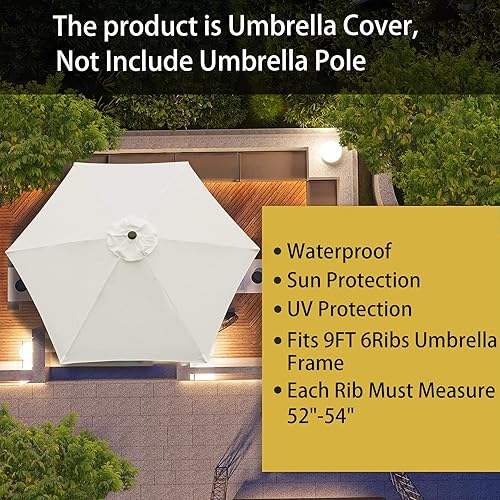 Miniatura 4 de Sombrilla de patio de 9 pies de repuesto para 6 varillas (2 unidadespaquete)