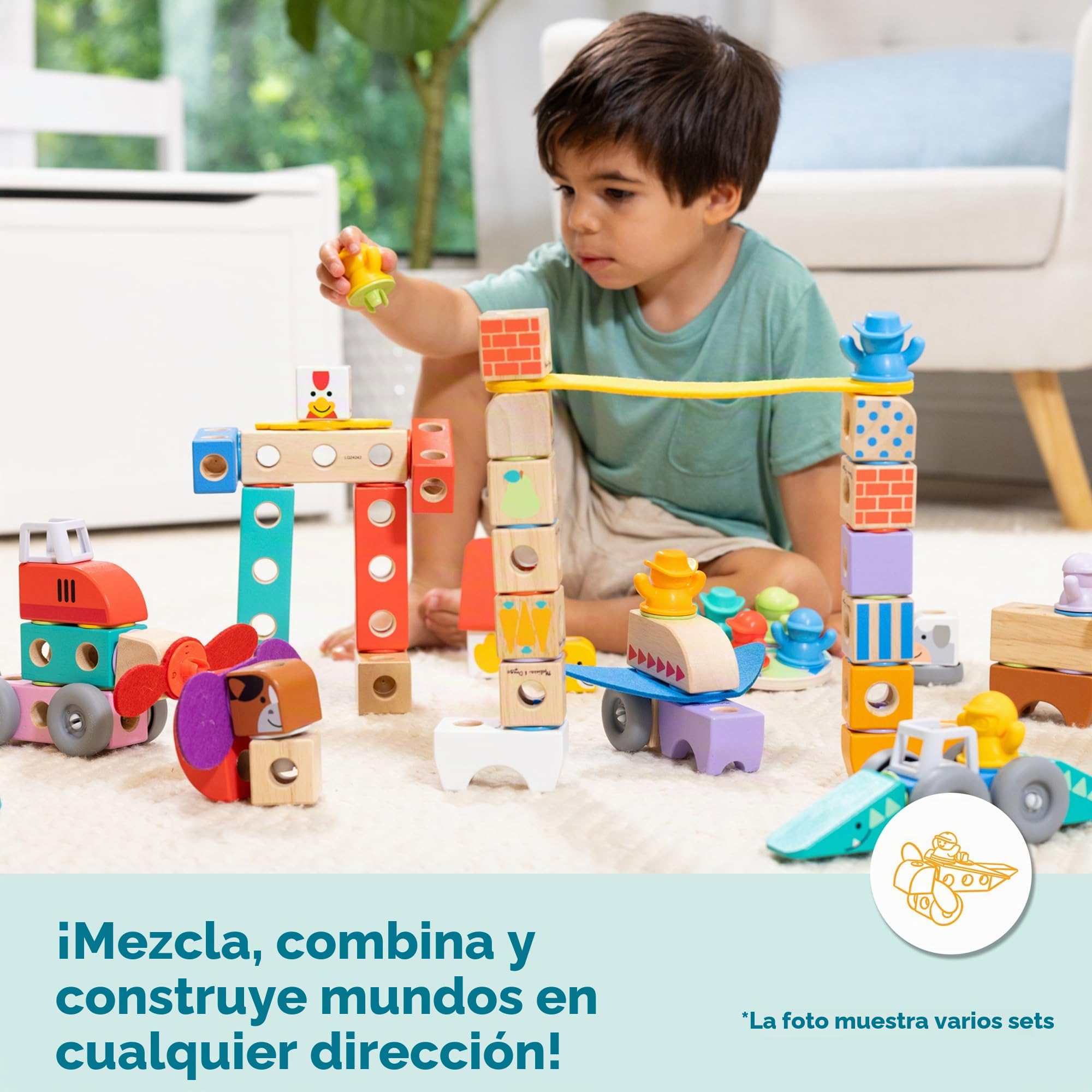 Melissa & Doug - Set De Juegos CREA Tu Propia Ciudad De Madera: Bloques De Construcción Niños De Ciudad | Juguetes Niños 2 Años O Más con 73 Piezas De Madera | Regalo Niño 2 Años O Más