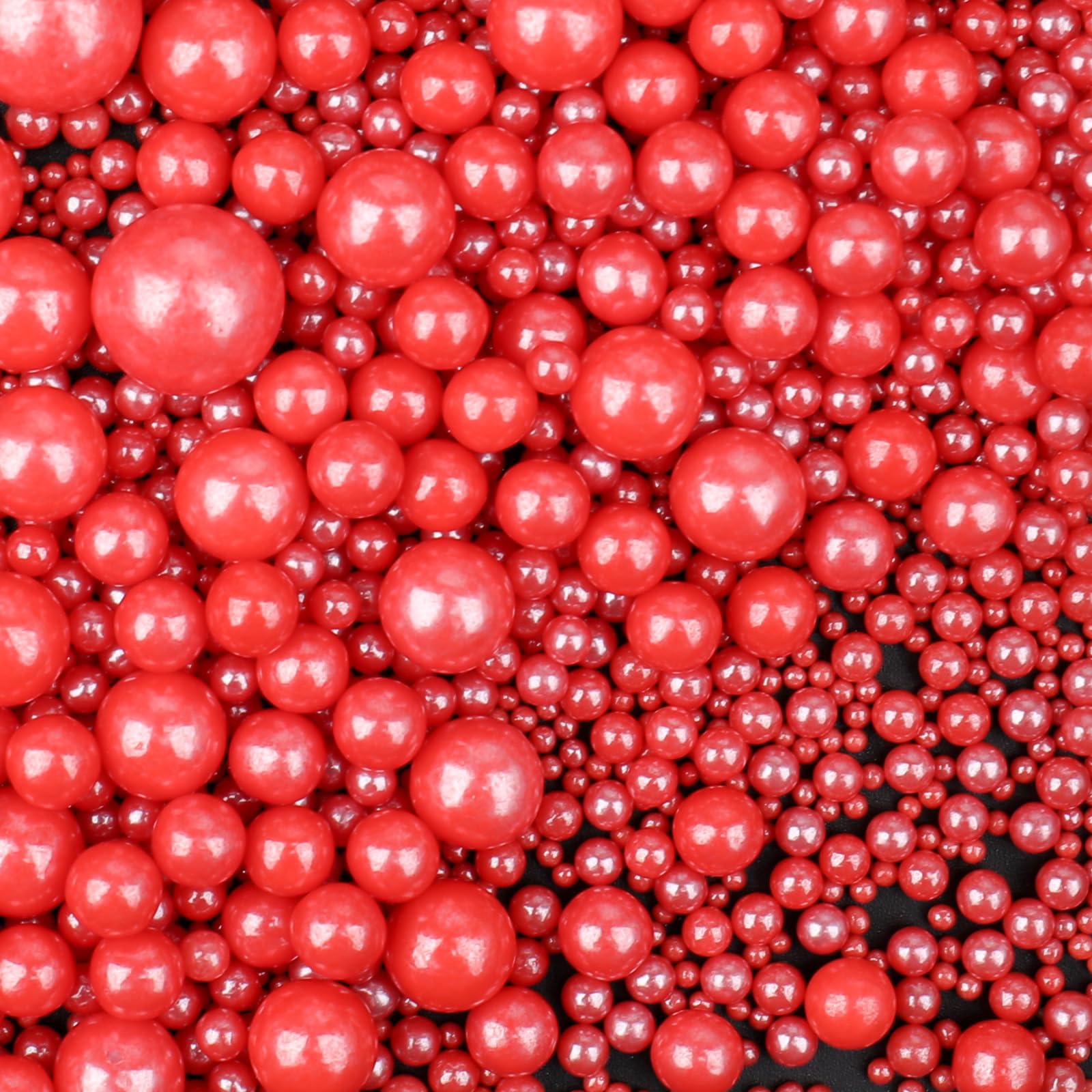Red Sprinkles for Cake Decorating, 120g/4.23oz Edible Red Pearl Sprinkles Mix, Sugar Candy Pearls for Baking, Cookie Decorations and Cupcake Toppings, Wedding Party Valentines Christmas Supplies