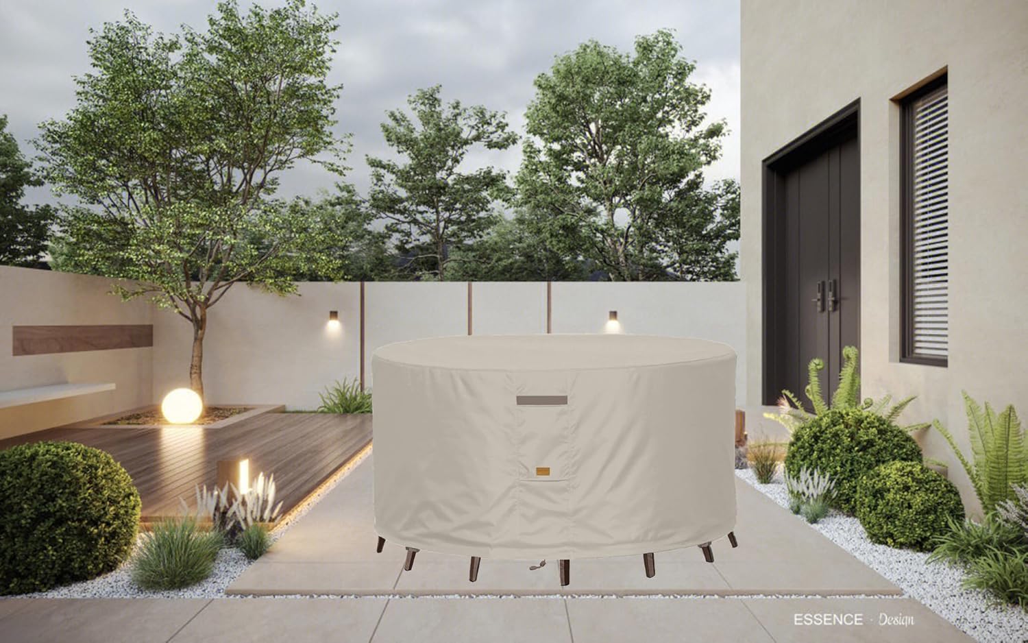 Heavy Duty Waterproof Patio Furniture Covers,Fade Resistant Round Outdoor Table Covers Round 48" Diax28 H Beige - Image 9