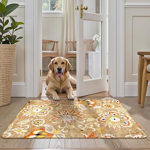 Miniatura 3 de Lahome Alfombras de cocina lavables y florales, alfombra de área de 2 x 3 pulgadas, antideslizante, alfombra pequeña para puerta de entrada