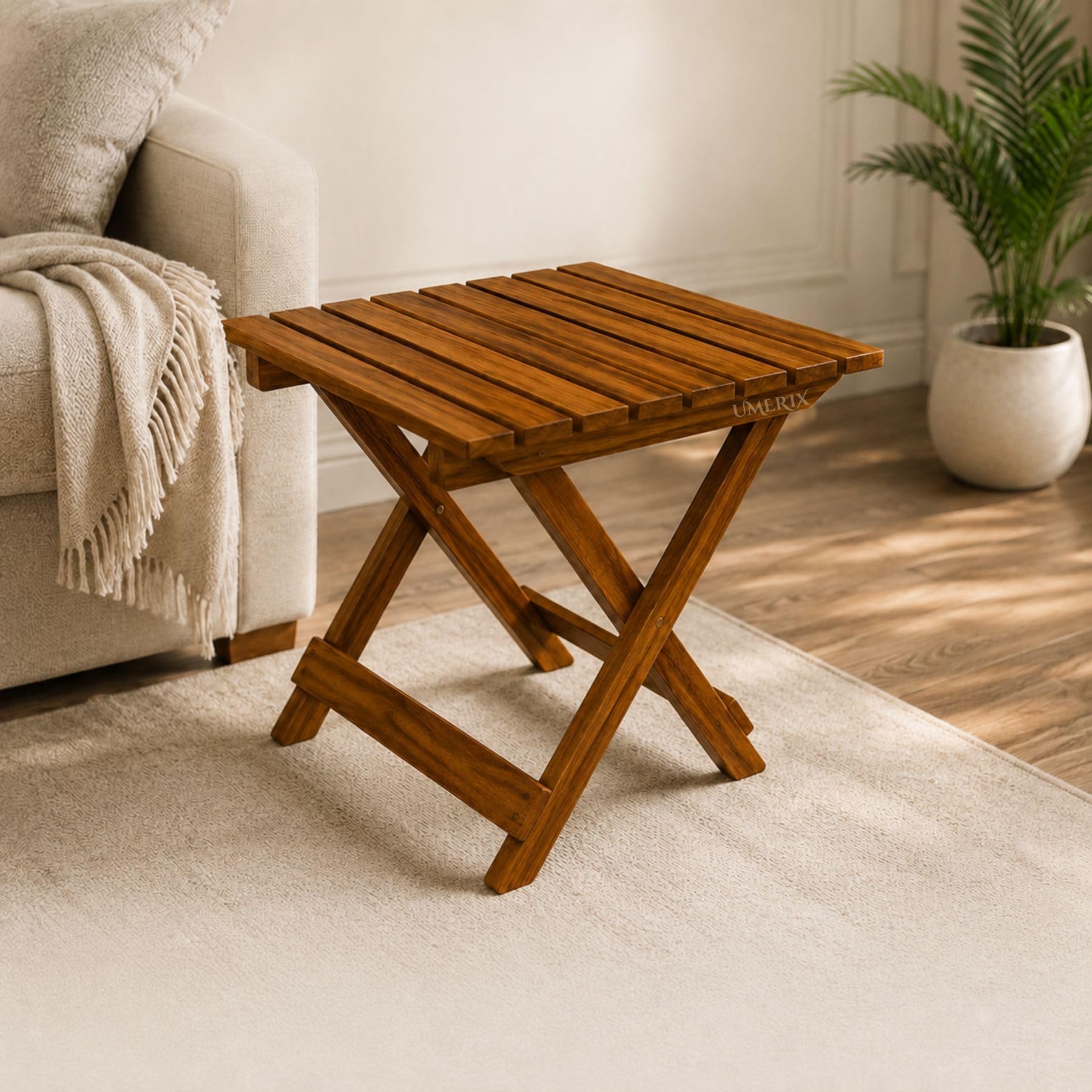 Outdoor Wooden Square Portable End Table/Picnic Table for Camping & Dining/Balcony and Garden Bistro Side Table, Patio Folding End Table/Tea Table-image-28