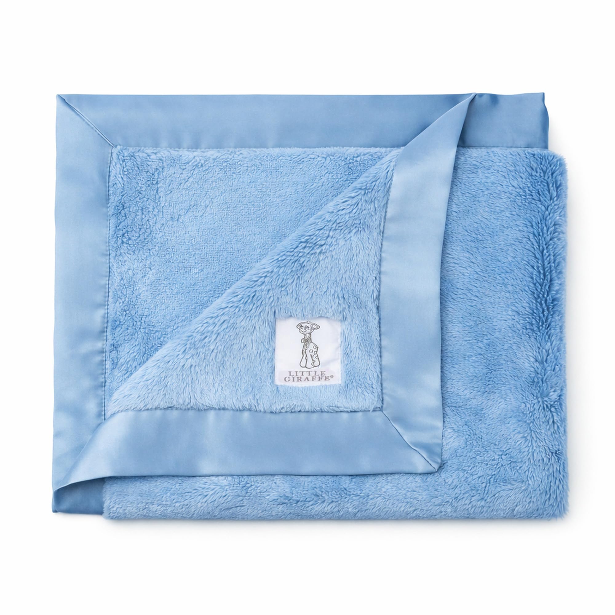 Little Giraffe Baby Blanket - Luxe Soft Blanket with Satin Trim - Baby Stroller Blanket - Newborn Baby Essentials & Baby Gifts - 29x35" - Cornflower