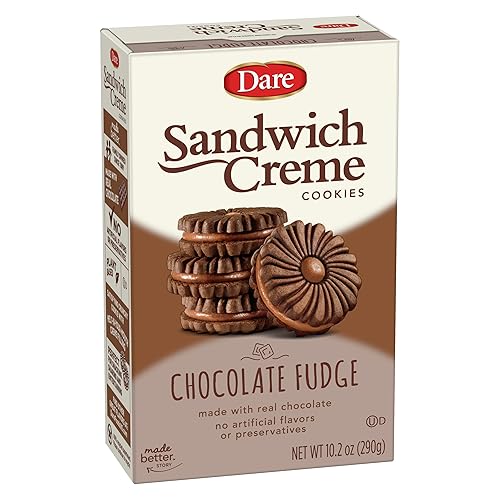 Dare Galletas de crema de chocolate Fudge - Hechas con chocolate real, sin maní, 10.2 onzas (paquete de 12)