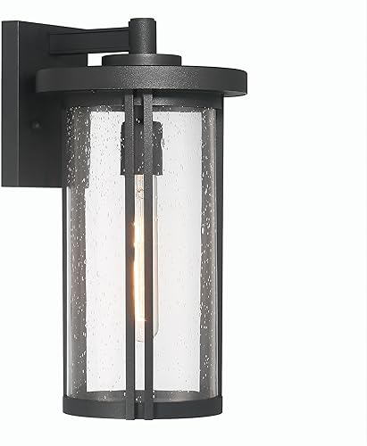 Robert Stevenson Lighting Maude - Lámpara de pared cilíndrica moderna de metal y vidrio para exteriores, color negro