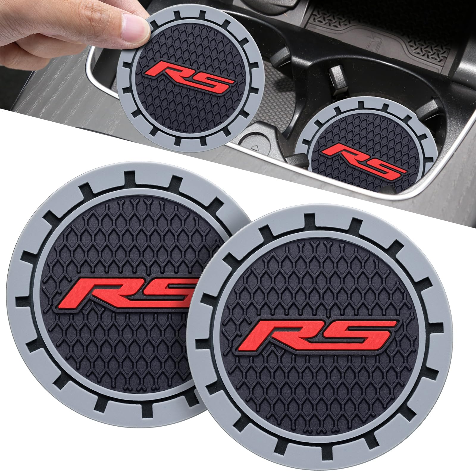 2pcs Car Cup Holder Coaster Compatible with Chevy Camaro RS Interior Accessories, 2.75 Inch Universal Auto Anti Slip Cup Holder Insert Coasters