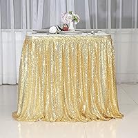 Vista 5 de PartyDelight Falda de mesa de lentejuelas doradas de 6 pies para mesa redonda, rectangular, cuadrada, para fiesta de cumpleaños, boda, Navidad