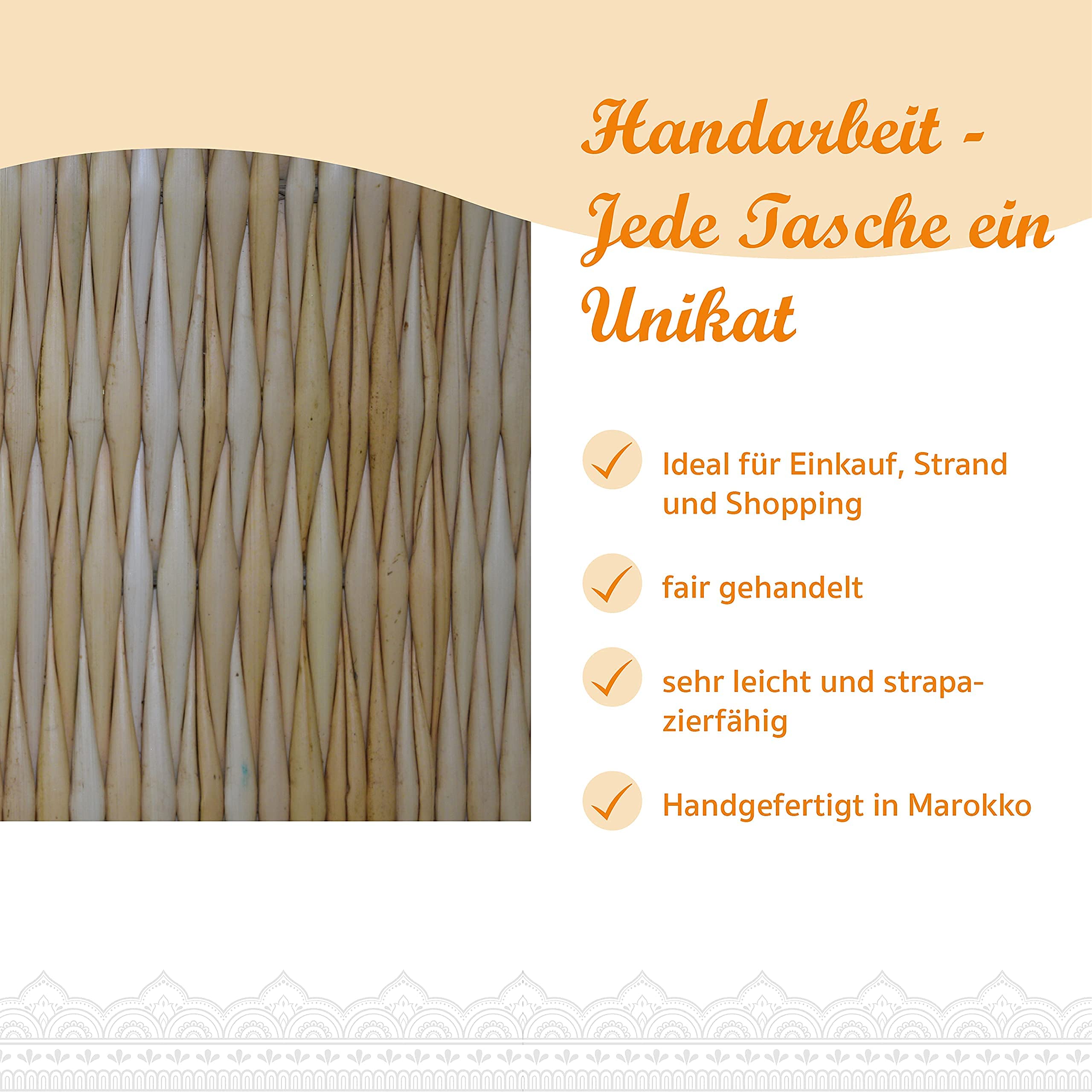 Simandra Seegras Korb, natur I Handgefertigte Korbtasche mit Trageriemen aus Leder I Abmessungen: 39 x 16 x 28 cm (L x B x H) I Herkunft: Marokko