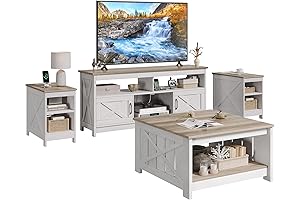 YITAHOME Grey Wash 4-Piece Farmhouse Living Room Table Set