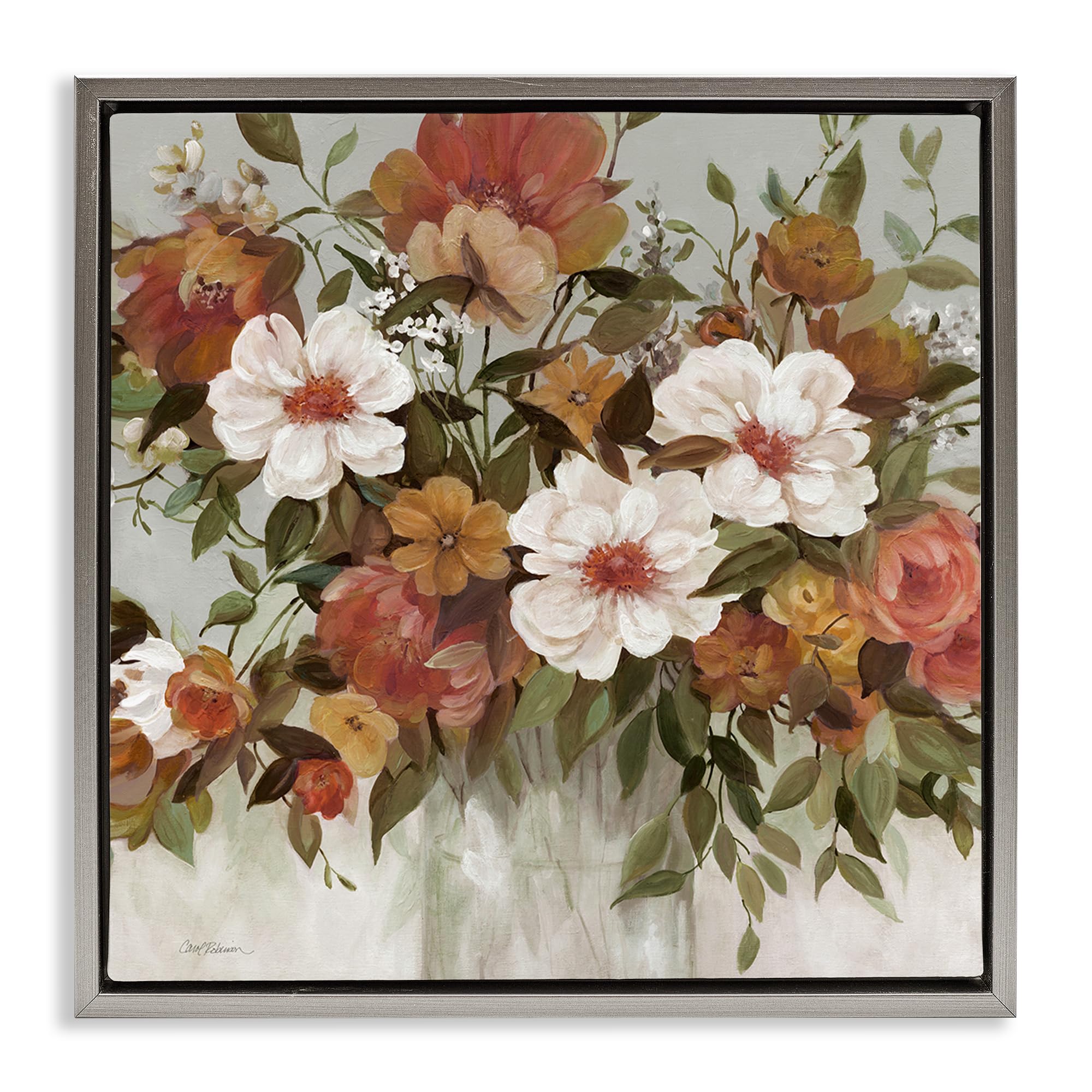 Stupell Industries Luster Gray (Matte) 'Muted Vibe Bouquet'| Floating Frame Canvas Art