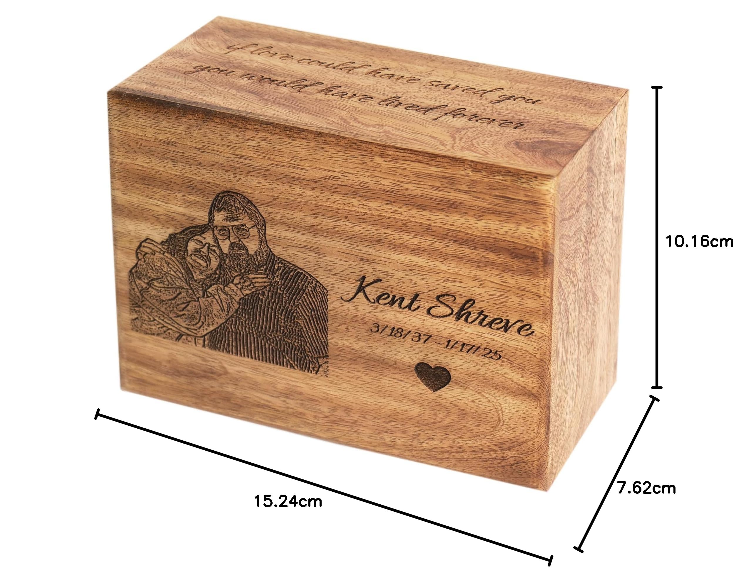 Urnas de cremación funerarias personalizadas hechas a mano para cenizas humanas para adultos, urnas de entierro para columbario, urna con foto grabada