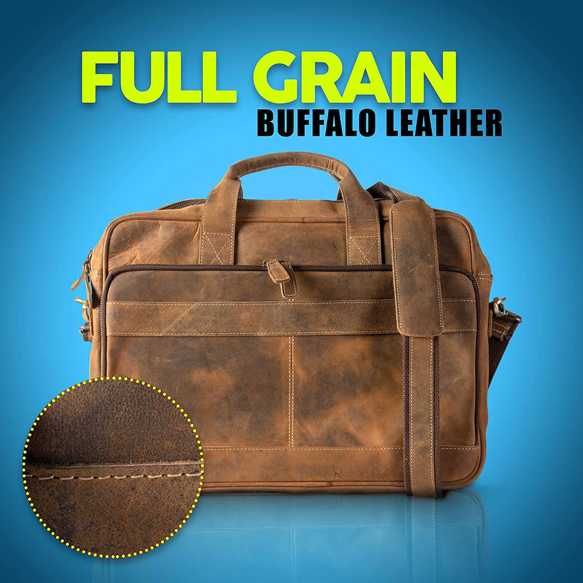 Aktentasche aus Leder, 18-Zoll-Laptop-Kuriertaschen für Männer und Frauen, beste Aktentasche für Büro, Schule, College, Umhängetasche (Distressed Tan)