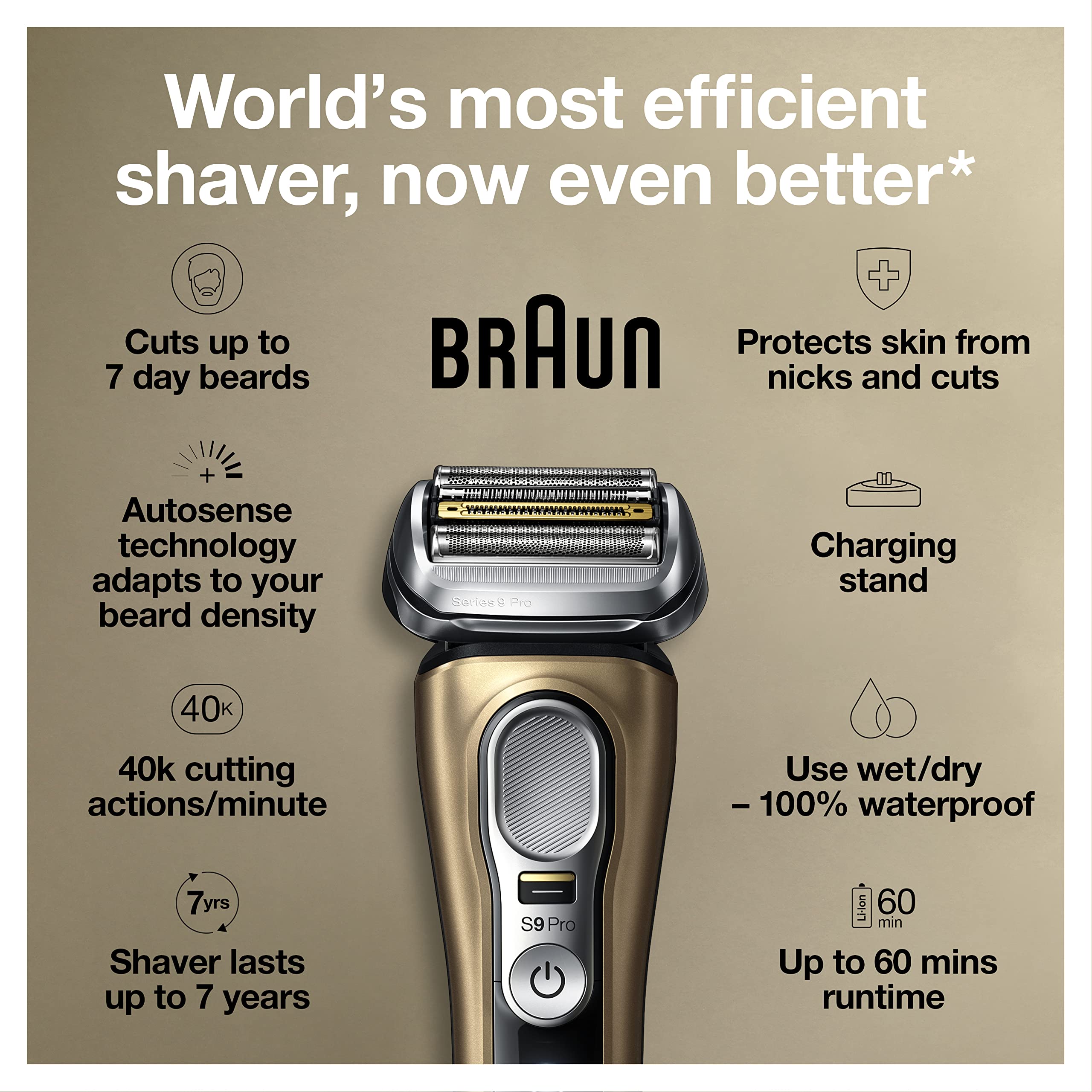 Buy Braun Electric Razor for Men, Waterproof Foil Shaver, Series 9 Pro