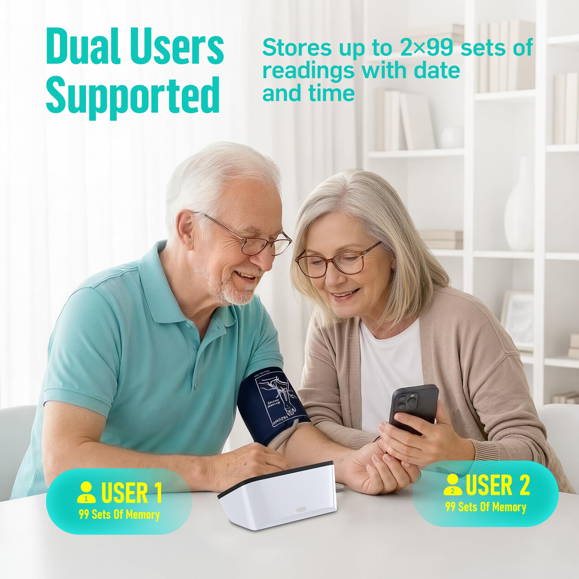 RunStar Tensiómetro inteligente para uso doméstico, con manguito ancho para el brazo, compatible con FSA y HSA, pantalla LED nítida de 6,5", detección de fibrilación auricular, conectividad con app
