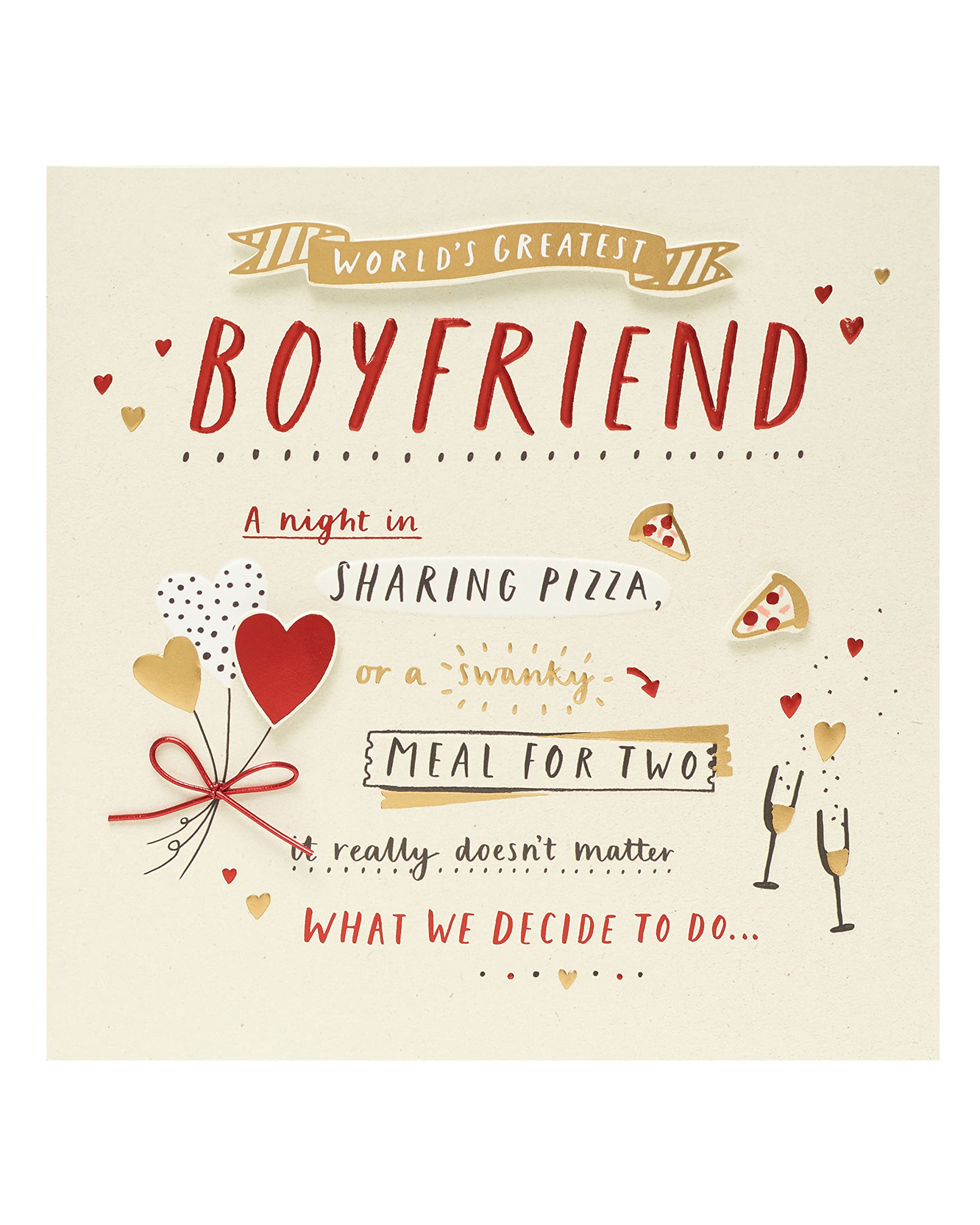 UK Greetings Boyfriend Valentines Day Card With Envelope - Sweet Design