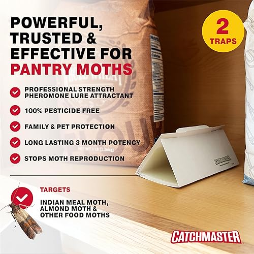 Miniatura 4 de Catchmaster Trampas para plagas y polillas de despensa, paquete de 2 unidades, mata insectos para almacenamiento de cocina y armario de despensa,
