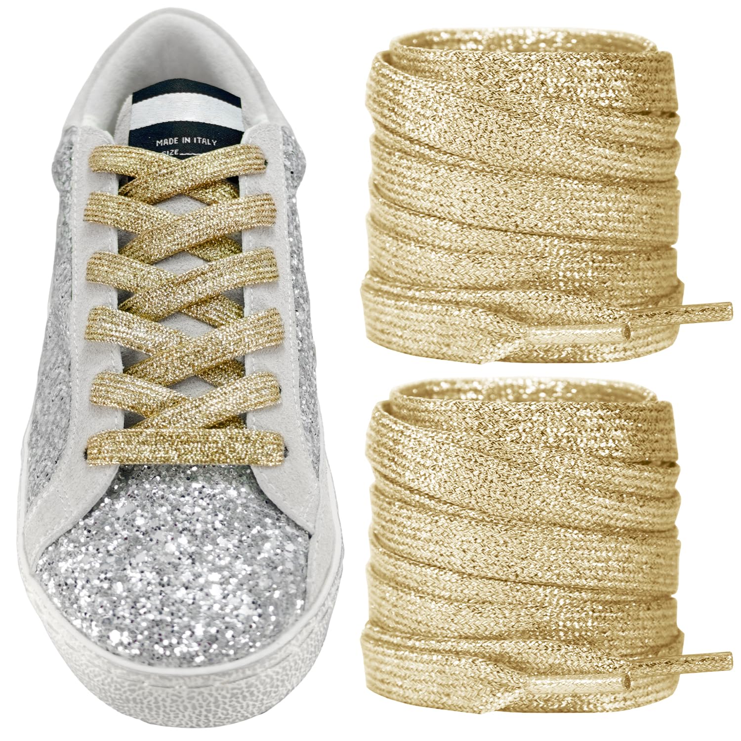 UamGlsob Glitter Metallic Shoe Laces for Golden Goose Sneakers
