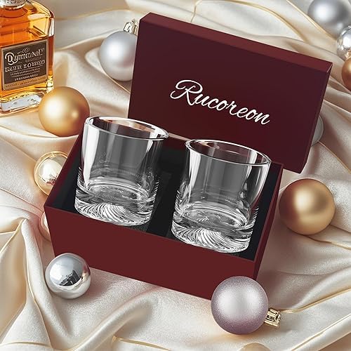 Miniatura 4 de Juego de 2 vasos de whisky de cristal, vasos de 10 onzas para whisky, bourbon, ron y cóctel, regalo premium para hombres, papá o esposo