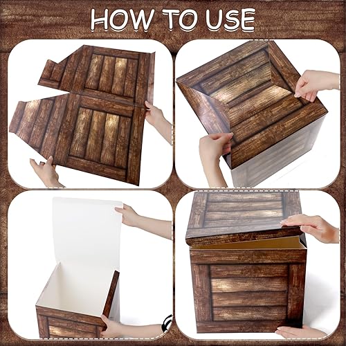 Miniatura 5 de 12 cajas de decoración de fiesta de vaquero occidental, cajas de madera de grano de madera, cajas de madera falsa para centros de mesa, accesorios