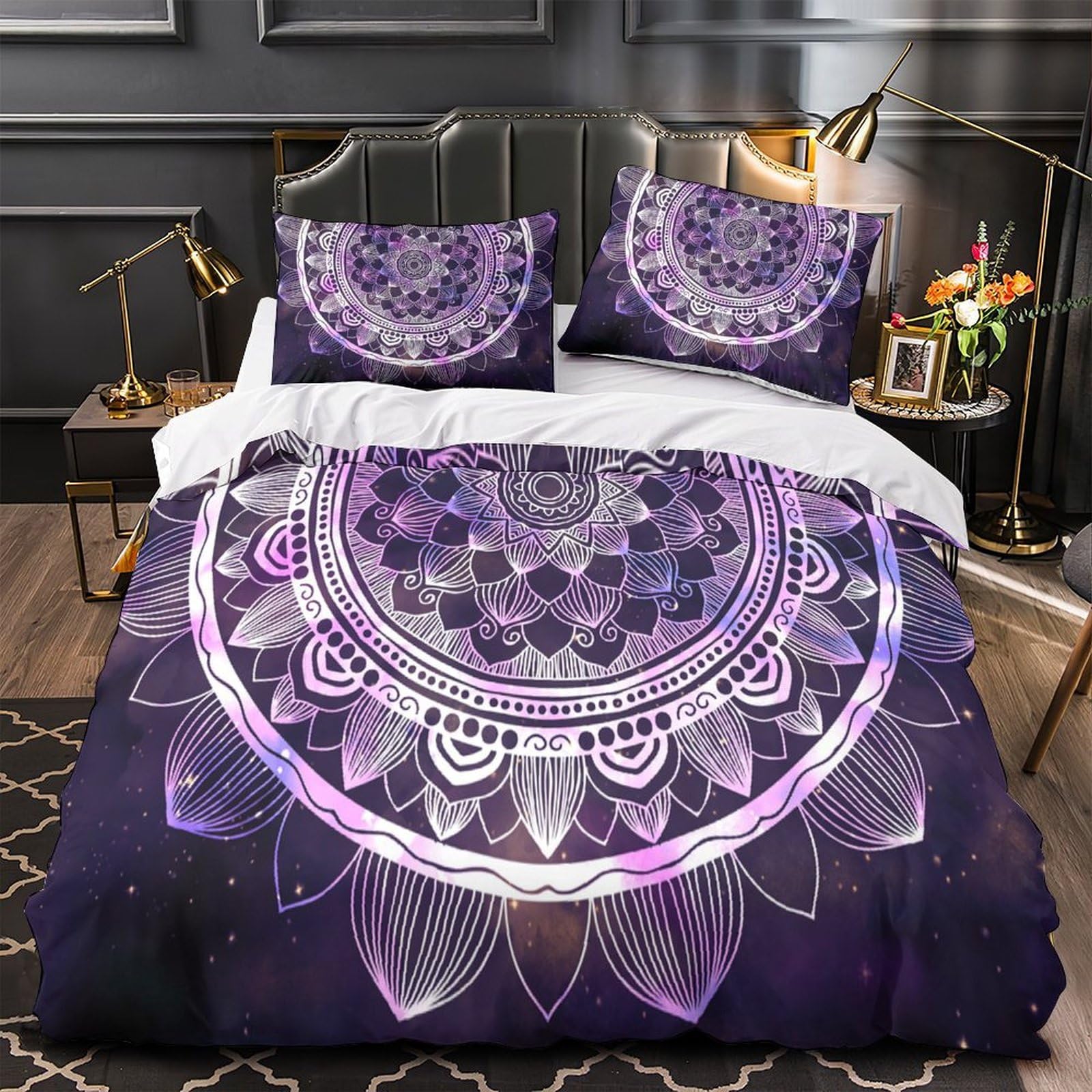 Housse de couette 140x200 anti-acarien hypoallergénique en microfibre violette