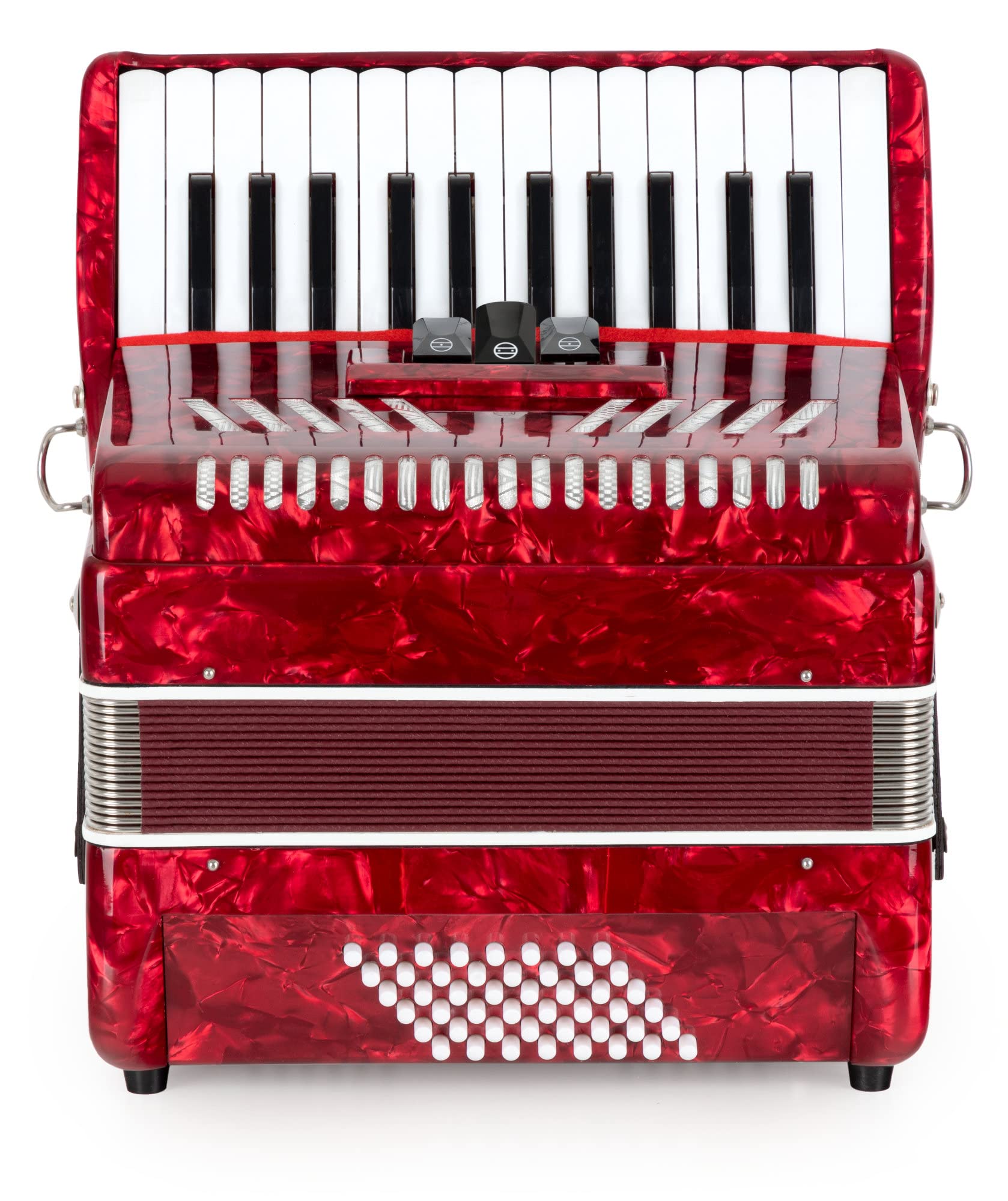 Accordéon Classic Cantabile 48 Basses "Secondo V" - Accordéon à touches - 2 voix - 26 touches aiguës - avec sangles & housse sac à dos - Rouge