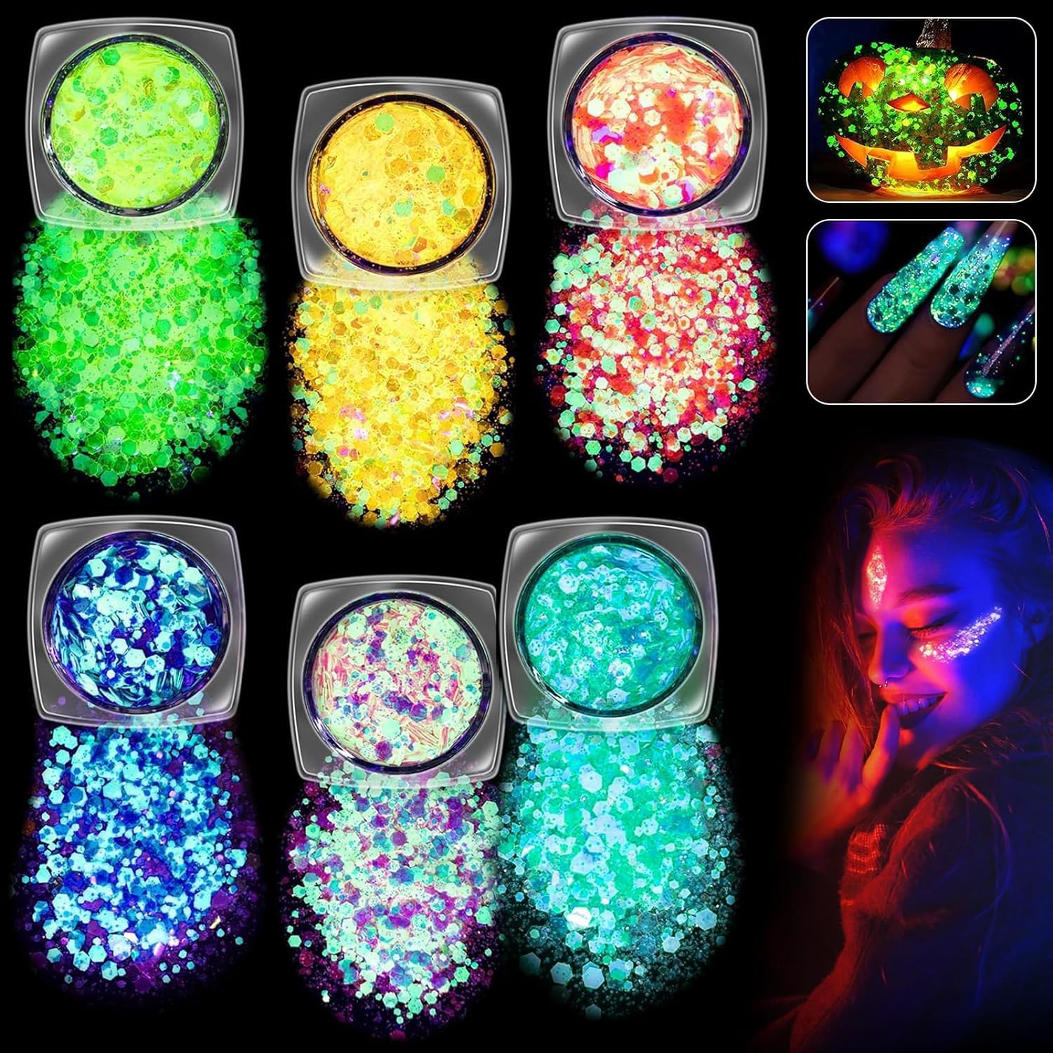 Sponsored Ad – Body Glitter Gel, 6 Colors Glitter Gel Makeup, Festival Glitter Gel for Face, Hair, Lips, Halloween, Parties,