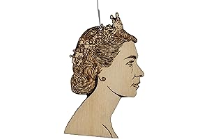 Royal Elegance: Our Regal Queen Elizabeth II Wood Christmas Ornament
