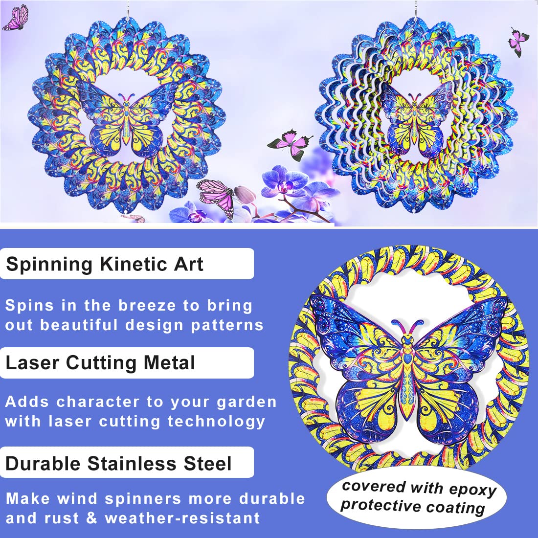 Schmetterlings-Windspiel Aus Edelstahl – 30,5 Cm, Reflektierend, 3D-Gartendekoration