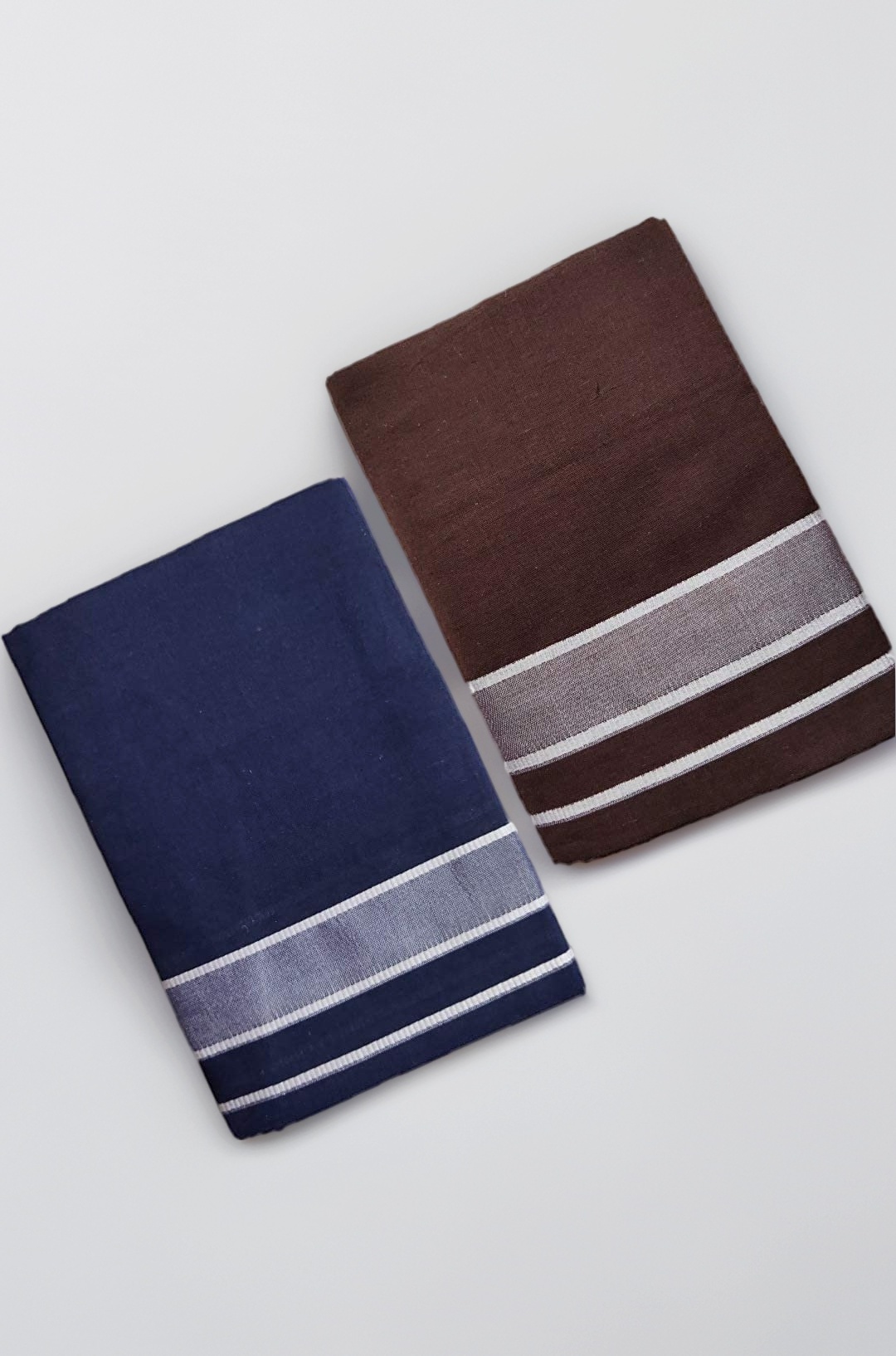 Men's Kerala cotton lungi pack of 2 (Dark blue, Brown)