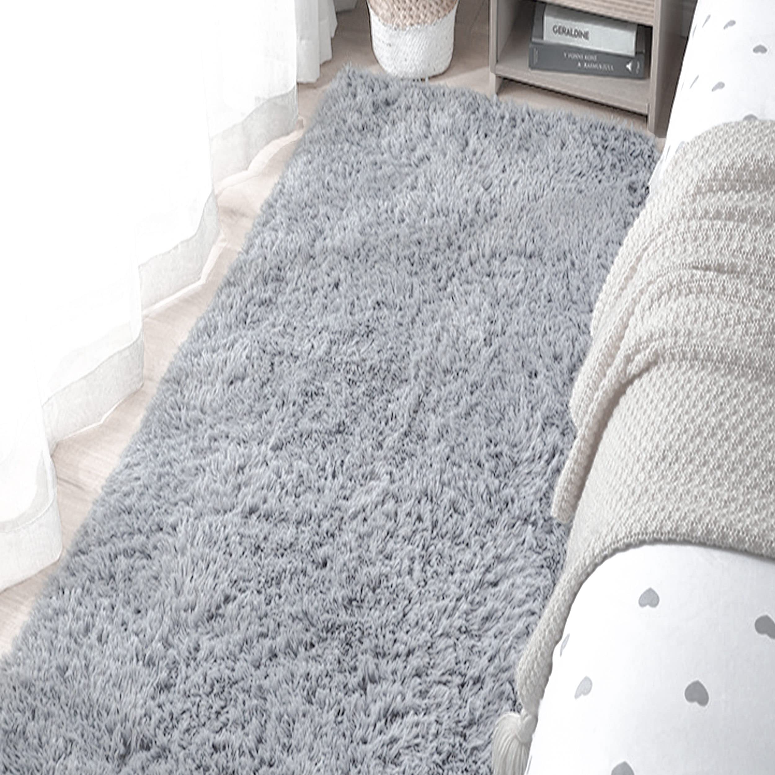 DALINA Textil Alfombra Decorativa de Pelo Largo Extra Suave -Alfombra Antideslizante para Salón Dormitorio Rectangular (40X60CM, Gris)