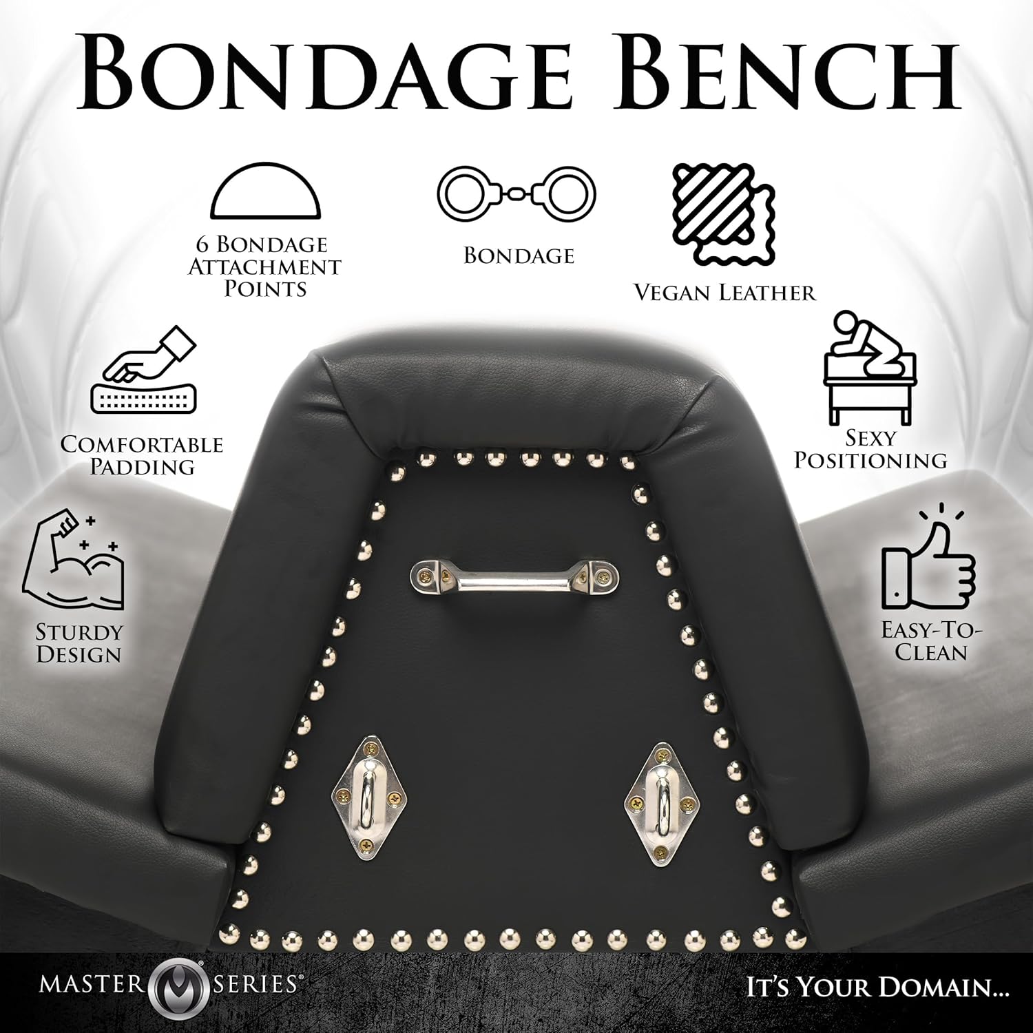 MASTER SERIES Bareback Submission Horse | Classic Bondage Bench with Vegan Leather Padding, 6 Restraint Points & Sturdy Wood/Metal Frame | 660 lb Capacity | Comfortable Kink Furniture