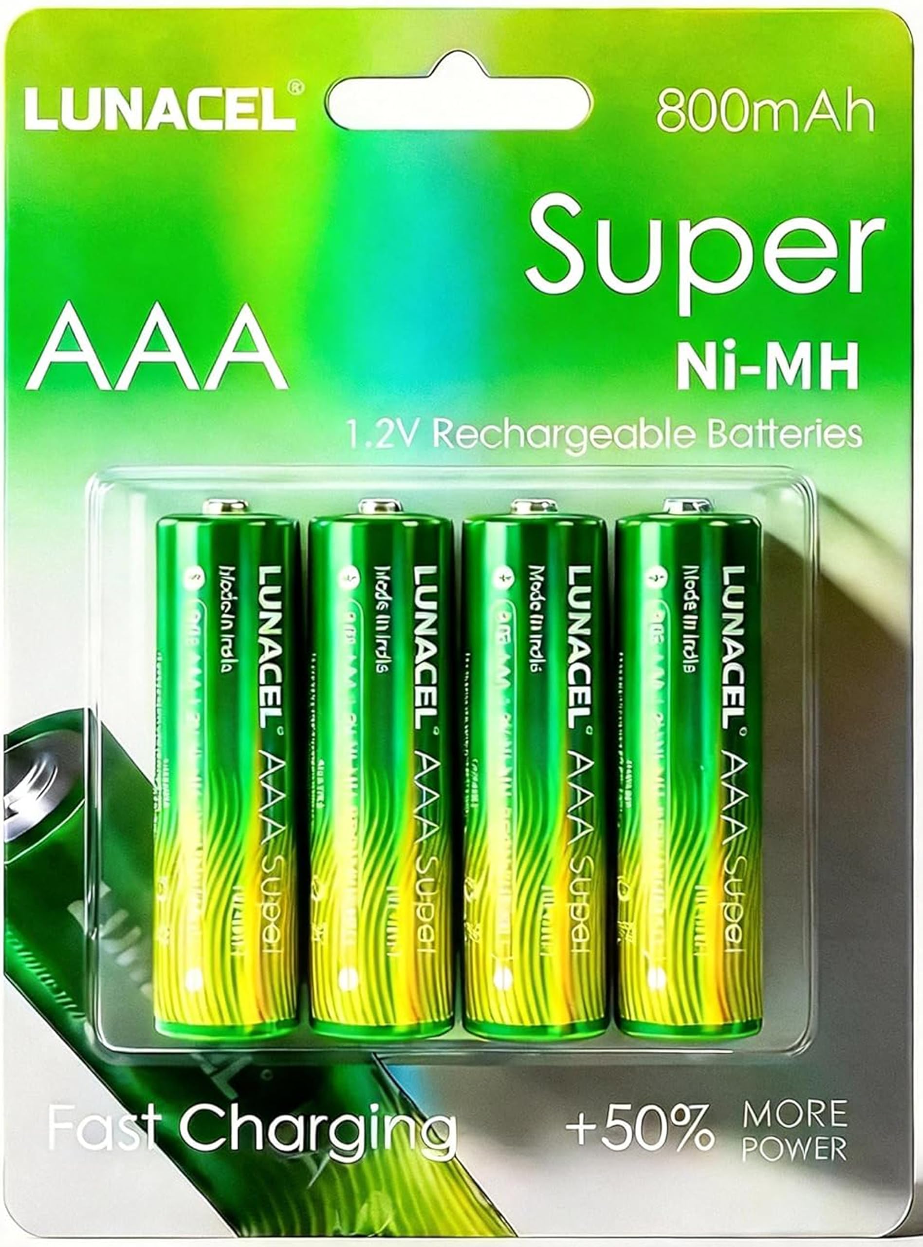 LUNACEL AAA Rechargeable Batteries | Next-Gen 1.2V Ni-Mh Cell (4-Pack) | Build in Fast Charging BMS |3-Year Lifespan | 500+ Charging Cycles